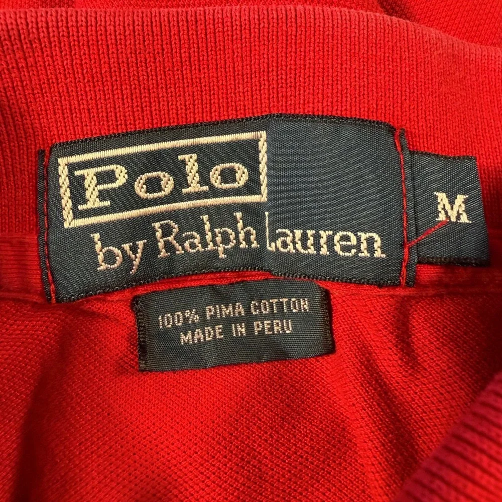 Polo Ralph Lauren Mens Red Pima Cotton Short Sleeve Polo Shirt Size M Multi Pony